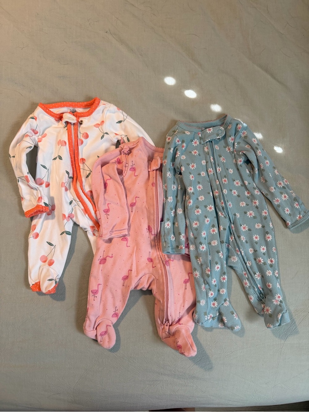 Carter's Footed Sleepers - Pink, White, Blue